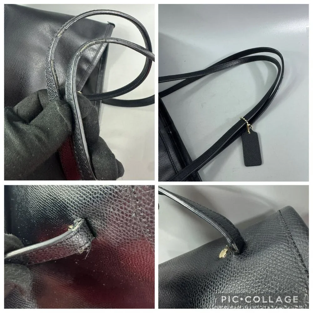 Authentic Coach # F34099 Black Leather Crossgrain Large Taxi Tote Bag - Picture 9 of 13